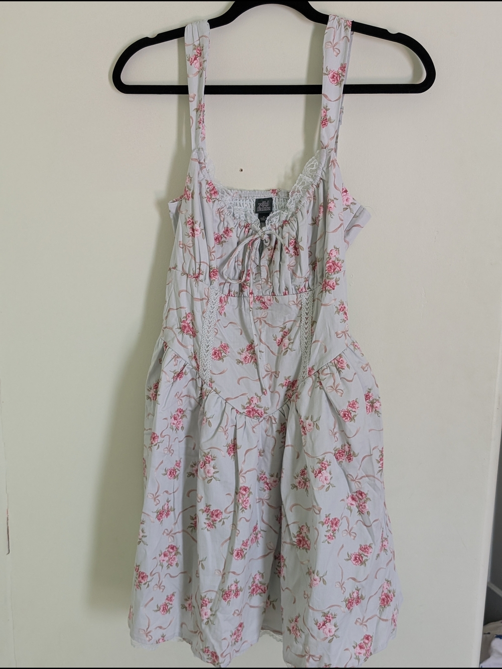 NWT Coquette Dainty Mint Green Floral Mini Dress w/ Pink Roses Wild Fable Medium